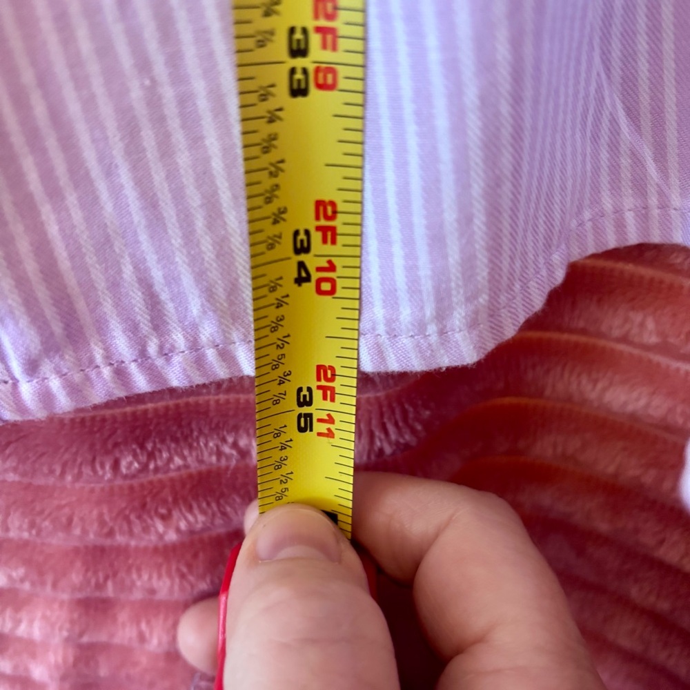 Loft Striped lavender and white Cotton Shirt dress. 3/4 length sleeves. - Picture 10 of 10